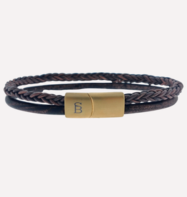 Steel & Barnett Leather Bracelet Denby gold brown L