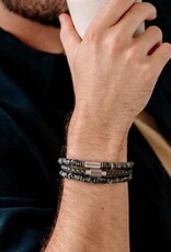 Steel & Barnett Leather bracelet Luke Landon - Dark Gray - size M