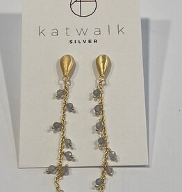Katwalk Silver KWS earring Silver- drop stones grey