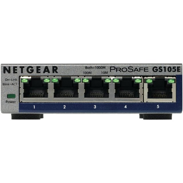 Netgear ProSAFE Unmanaged Plus Switch - GS105E - 5 Gigabit Ethernet poorten