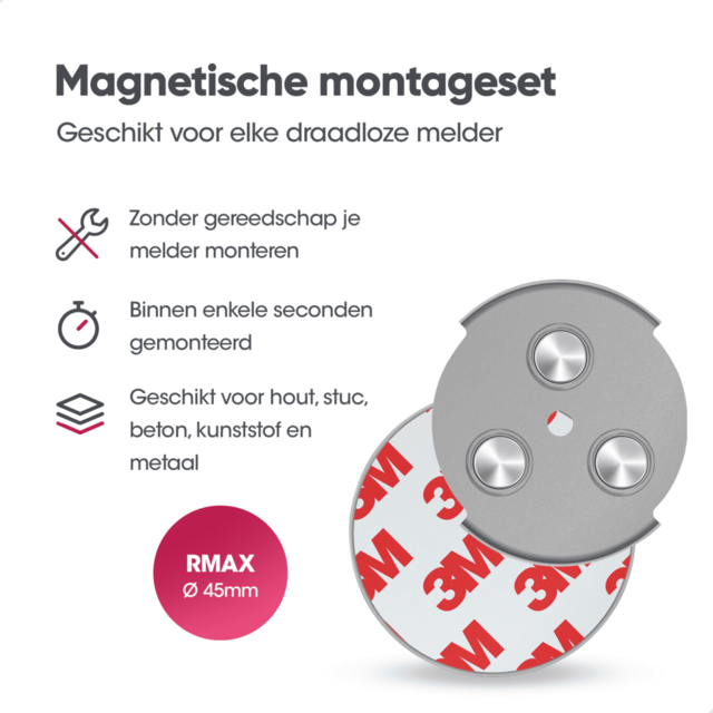 Magnetische montageset RMAX-45 – 6-pack – 45mm Magnetische montageset RMAX-45 – 6-pack – 45mm