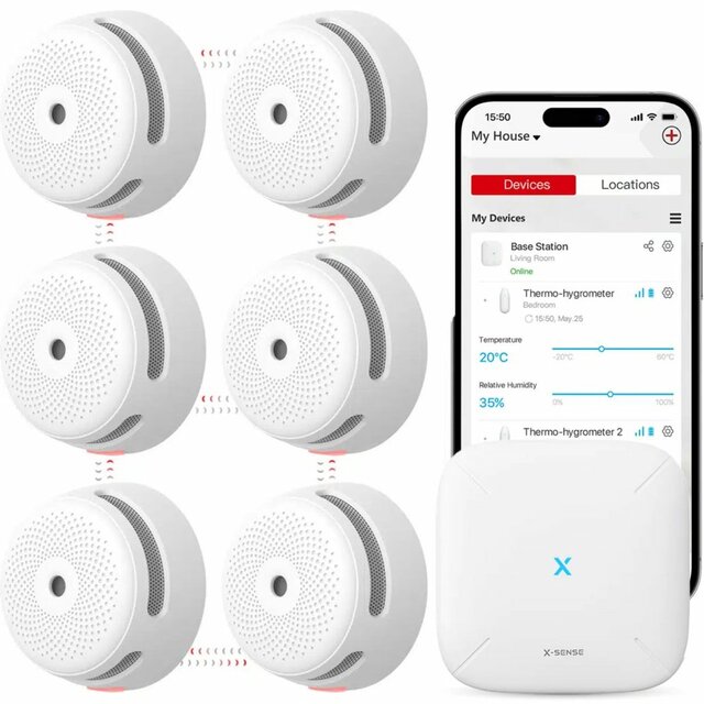 X-Sense Link+ Pro bundel – 6 Slimme rookmelders en Base Station