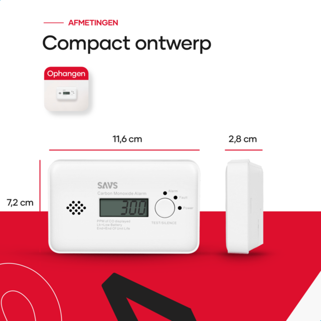 SAVS C10-W Koolmonoxidemelder 2-pack – Draadloos koppelbaar – LinkSmart®