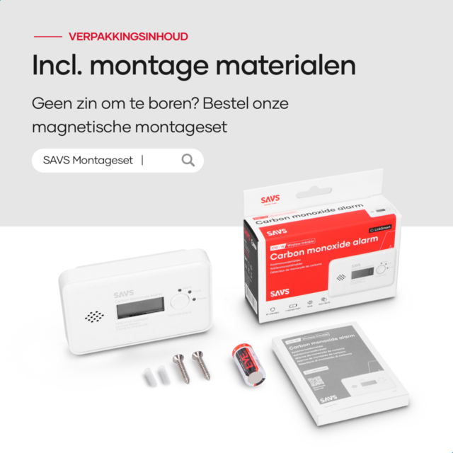 SAVS C10-W Koolmonoxidemelder 2-pack – Draadloos koppelbaar – LinkSmart®