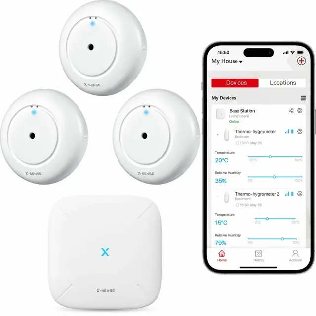 X-Sense Smart Watermelder bundel – 3 Watermelders en Base Station