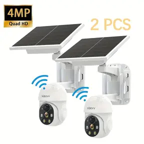 2 stuks - 4MP Zonne-Energie 2.4GHz WIFI Beveiligingscamera met 10000mAh Grote