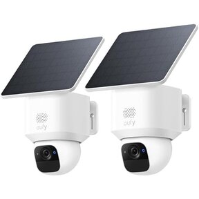 eufy eufyCam Solo E30 Bewakingscamera, set van 2, outdoor bewakingscamera op zonne-energie, 360 graden draaibaar, KI-tracking, 2K-kwaliteit, draadloos, eufy beveiligingscamera, zonder ABO-kosten