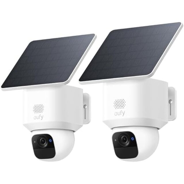 eufy eufyCam Solo E30 Bewakingscamera, set van 2, outdoor bewakingscamera op zonne-energie, 360 graden draaibaar, KI-tracking, 2K-kwaliteit, draadloos, eufy beveiligingscamera, zonder ABO-kosten
