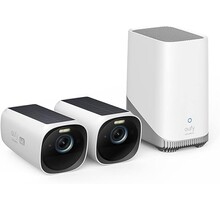 eufy security S330 eufyCam 3, bewakingscamera voor buiten, 4K draadloze op zonne-energie 2+1, met gezichtsherkenning, K.I., gekleurd nachtzicht, uitbreidbaar geheugen 16 TB, zonder kosten