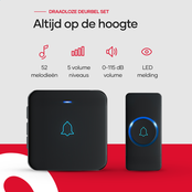 SAVS SD-2B Draadloze deurbel met 2 ontvangers – Zwart