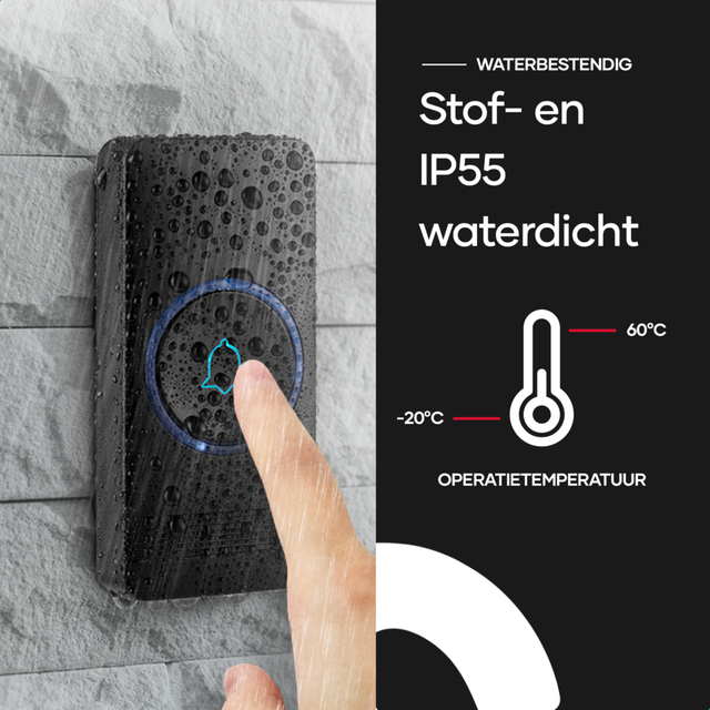 SAVS SD-2B Draadloze deurbel met 2 ontvangers – Zwart