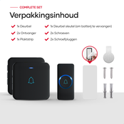 SAVS SD-2B Draadloze deurbel met 2 ontvangers – Zwart