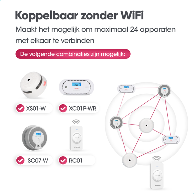 X-Sense XC01P-WR Koolmonoxidemelder – draadloos koppelbaar