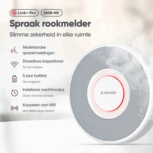 X-Sense XS0B-MR Slimme Rookmelder bundel 6 pack Link+ Pro – Gesproken meldingen
