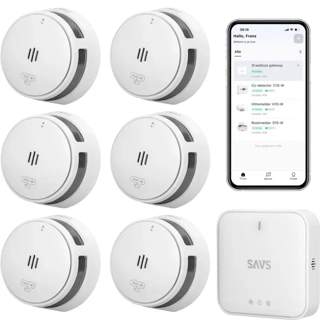 SAVS Linksmart® bundel – 6 Rookmelders en Base Station