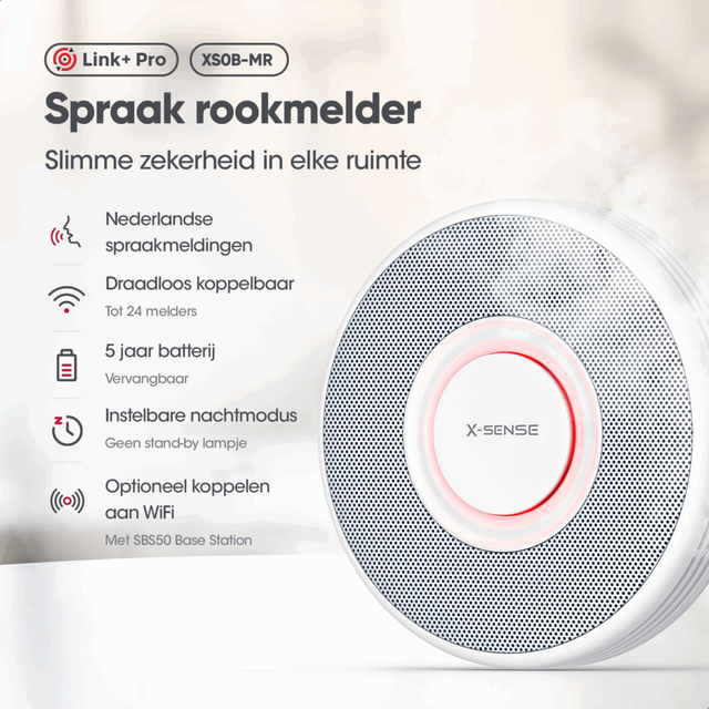 X-Sense XS0B-MR Rookmelder Link+ Pro – Gesproken meldingen 10-pack