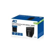 ACT AC2305 Line-Interactive UPS | 600 VA | 2 Stopcontacten (1x C13, 1x Type F) | AVR Spanningstabilisatie | Bescherming tegen Stroomstoringen