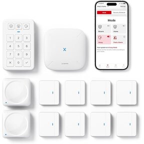 X-Sense Smart Home AS12 Veiligheidssysteem, alarmsysteem voor deur en ramen, codeslot voor de voordeur met app, werkt met Alexa, deur- en raamsensoren, bewegingsmelders, Smart Home Keypad