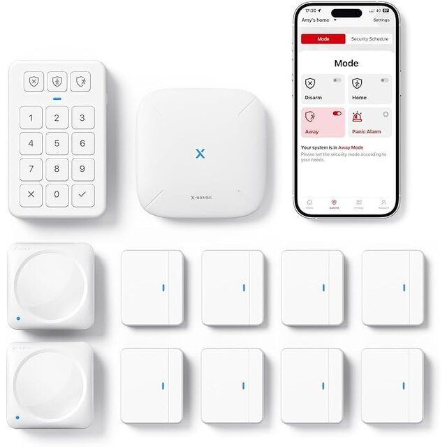 X-Sense Smart Home AS12 Veiligheidssysteem, alarmsysteem voor deur en ramen, codeslot voor de voordeur met app, werkt met Alexa, deur- en raamsensoren, bewegingsmelders, Smart Home Keypad