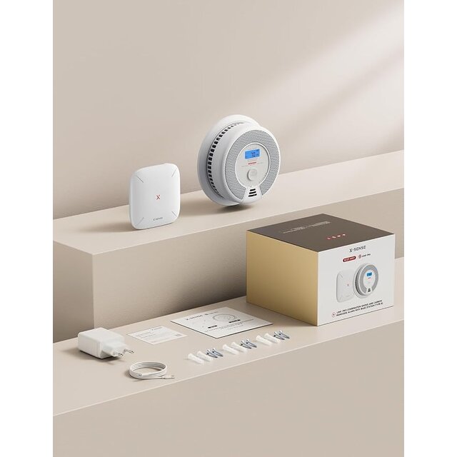 X-Sense SC07-MR11 Wifi-rook- en koolmonoxidemelder SC07-MR, smart verbonden CO-melder, met X-Sense Home Security-app, 1 rookgasmelder en CO-detector met 1 SBS50 basisstation