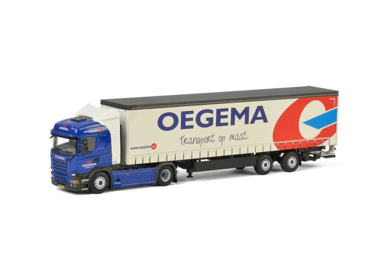 Scania Scania R Streamline Highline 4x2 + Curtainside Tautliner Semitrailer 2 axle 'Oegema' - 1:50 - WSI Models Scania Scania R Streamline Highline 4x2 + Curtainside Tautliner Semitrailer 2 axle 'Oegema' - 1:50 - WSI Models
