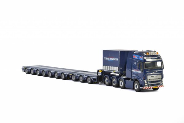 Volvo Volvo FH 4 Globetrotter XL 8x4 + Lowloader 3 + 7 axle + Ballastbox 'Ocean Traders' - 1:50 - WSI Models Volvo Volvo FH 4 Globetrotter XL 8x4 + Lowloader 3 + 7 axle + Ballastbox 'Ocean Traders' - 1:50 - WSI Models