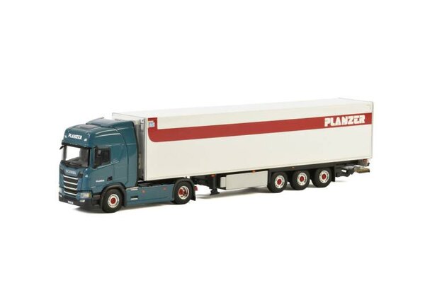 Scania Scania R Highline CR20H 4x2 + Reefer Semitrailer 3 axle 'Planzer' - 1:50 - WSI Models