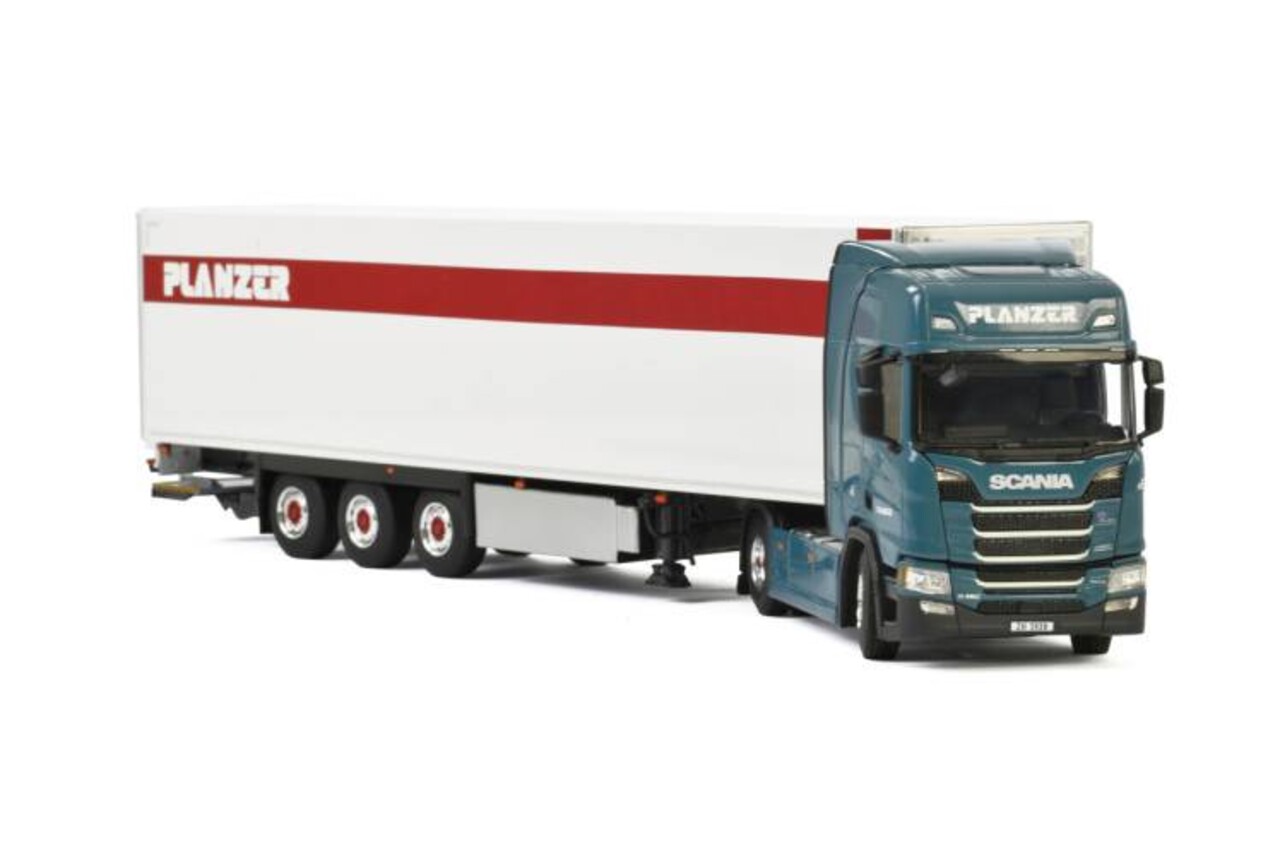 Scania Scania R Highline CR20H 4x2 + Reefer Semitrailer 3 axle 'Planzer' - 1:50 - WSI Models