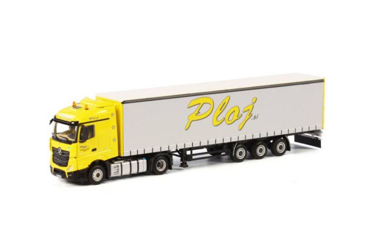 Mercedes-Benz Mercedes-Benz Actros MP4 Stream Space 4x2 + Curtainside Tautliner Trailer 3 axle 'Ploj' - 1:50 - WSI Models Mercedes-Benz Mercedes-Benz Actros MP4 Stream Space 4x2 + Curtainside Tautliner Trailer 3 axle 'Ploj' - 1:50 - WSI Models