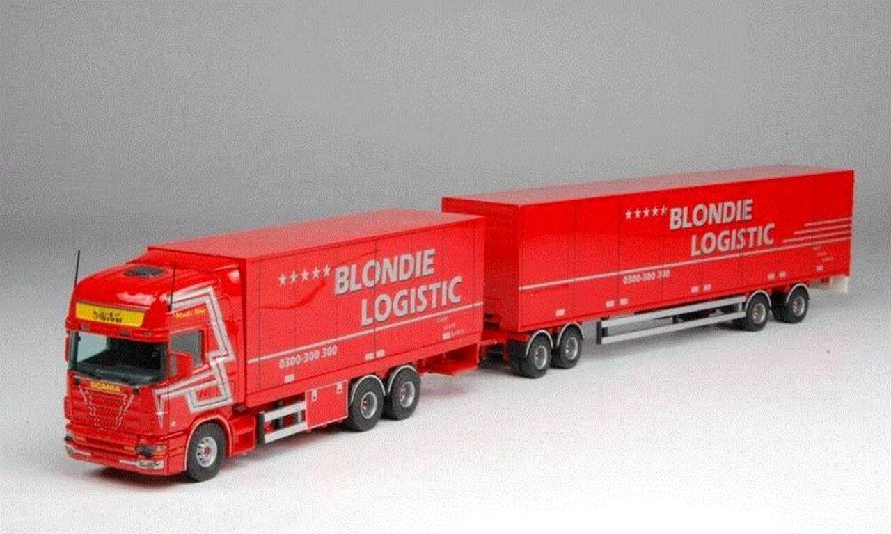 Scania Scania R 164-480 Topline 6x2 + Trailer 4 axle (Long Heavy Truckcombination) 'Blondie Logistic' - 1:50 - Tekno - Scania Scania Scania R 164-480 Topline 6x2 + Trailer 4 axle (Long Heavy Truckcombination) 'Blondie Logistic' - 1:50 - Tekno - Scania