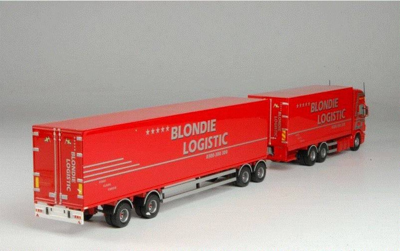 Scania Scania R 164-480 Topline 6x2 + Trailer 4 axle (Long Heavy Truckcombination) 'Blondie Logistic' - 1:50 - Tekno - Scania Scania Scania R 164-480 Topline 6x2 + Trailer 4 axle (Long Heavy Truckcombination) 'Blondie Logistic' - 1:50 - Tekno - Scania