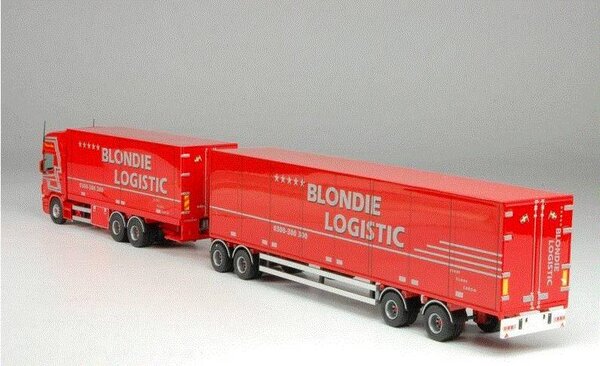 Scania Scania R 164-480 Topline 6x2 + Trailer 4 axle (Long Heavy Truckcombination) 'Blondie Logistic' - 1:50 - Tekno - Scania Scania Scania R 164-480 Topline 6x2 + Trailer 4 axle (Long Heavy Truckcombination) 'Blondie Logistic' - 1:50 - Tekno - Scania