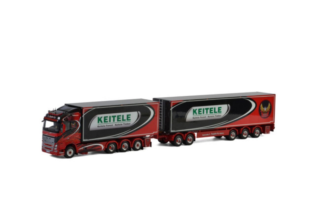 Volvo Volvo FH4 Globetrotter Rigid Truck 8x4 + Dolly 2axle + Box Semitrailer 3 axle 'Lasse Tynjäla' - 1:50 - WSI Models Volvo Volvo FH4 Globetrotter Rigid Truck 8x4 + Dolly 2axle + Box Semitrailer 3 axle 'Lasse Tynjäla' - 1:50 - WSI Models