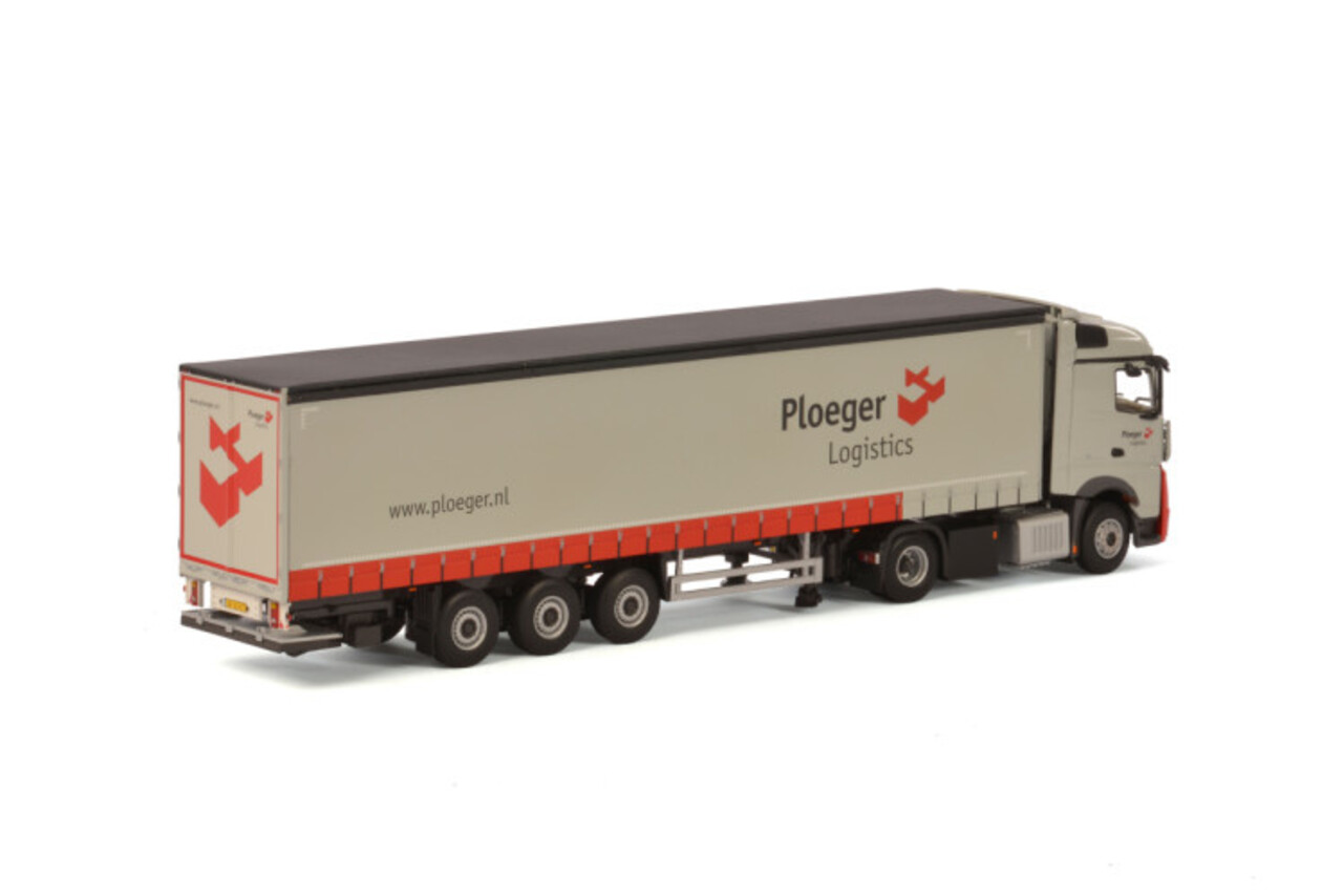 Mercedes-Benz Mercedes-Benz Actros MP4 Stream Space 4x2 + Curtainside Tautliner Trailer 3 axle 'Ploeger Logistics' - 1:50 - WSI Models