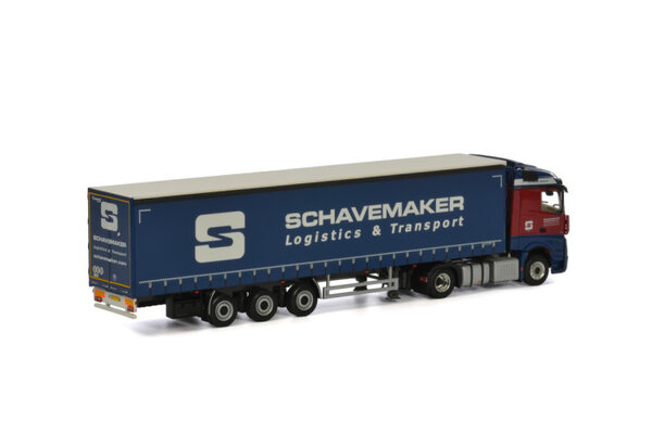 Mercedes-Benz Mercedes-Benz Arocs Stream Space 4x2 + Curtain Side Trailer 'Schavemaker' - 1:50 - WSI Models Mercedes-Benz Mercedes-Benz Arocs Stream Space 4x2 + Curtain Side Trailer 'Schavemaker' - 1:50 - WSI Models