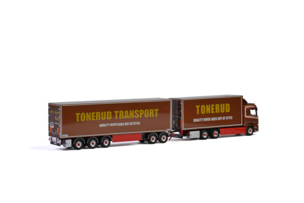 Scania Scania R Normal CR20N Rigid Truck 6x4 + Dolly 2 axle + Box Semitrailer 3 axle 'Tonerud' - 1: 50 - WSI Models Scania Scania R Normal CR20N Rigid Truck 6x4 + Dolly 2 axle + Box Semitrailer 3 axle 'Tonerud' - 1: 50 - WSI Models