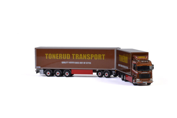 Scania Scania R Normal CR20N Rigid Truck 6x4 + Dolly 2 axle + Box Semitrailer 3 axle 'Tonerud' - 1: 50 - WSI Models Scania Scania R Normal CR20N Rigid Truck 6x4 + Dolly 2 axle + Box Semitrailer 3 axle 'Tonerud' - 1: 50 - WSI Models