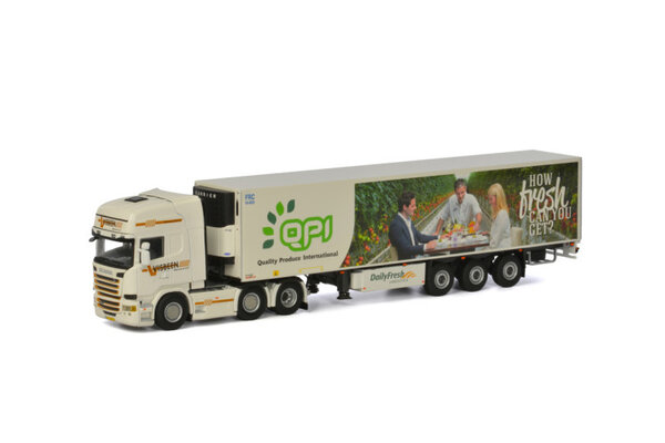 Scania Scania Streamline Topline 6x2 Twin Steer + Reefer Trailer 3 axle 'Visbeen QPI' - 1:50 - WSI Models