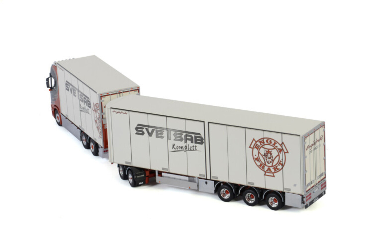 Scania Scania S Highline Rigid Truck 6x2 Twin Steer + Dolly 2 axle +Reefer Semitrailer 3 axle 'Englafrakt' - 1:50 - WSI Models