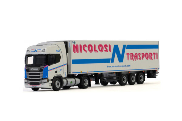 Scania Scania R Highline CR20H 4x2 + Semi Reefer Trailer 3 axle 'Nicolosi Trasporti'  - 1:50 - WSI Models