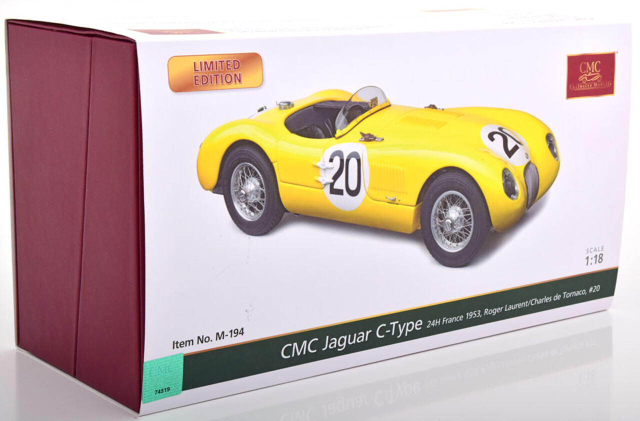 Jaguar Jaguar C-Type Spider #20 Team Jaguar Racing 24h Le Mans 1953 - 1:18 - CMC