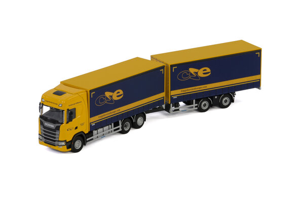 Scania Scania S Highline CS20H Rigid Box Truck 6x2 + Box Drawbar Trailer 2 axle 'CSE Logistics' - 1:50 - WSI Models Scania Scania S Highline CS20H Rigid Box Truck 6x2 + Box Drawbar Trailer 2 axle 'CSE Logistics' - 1:50 - WSI Models
