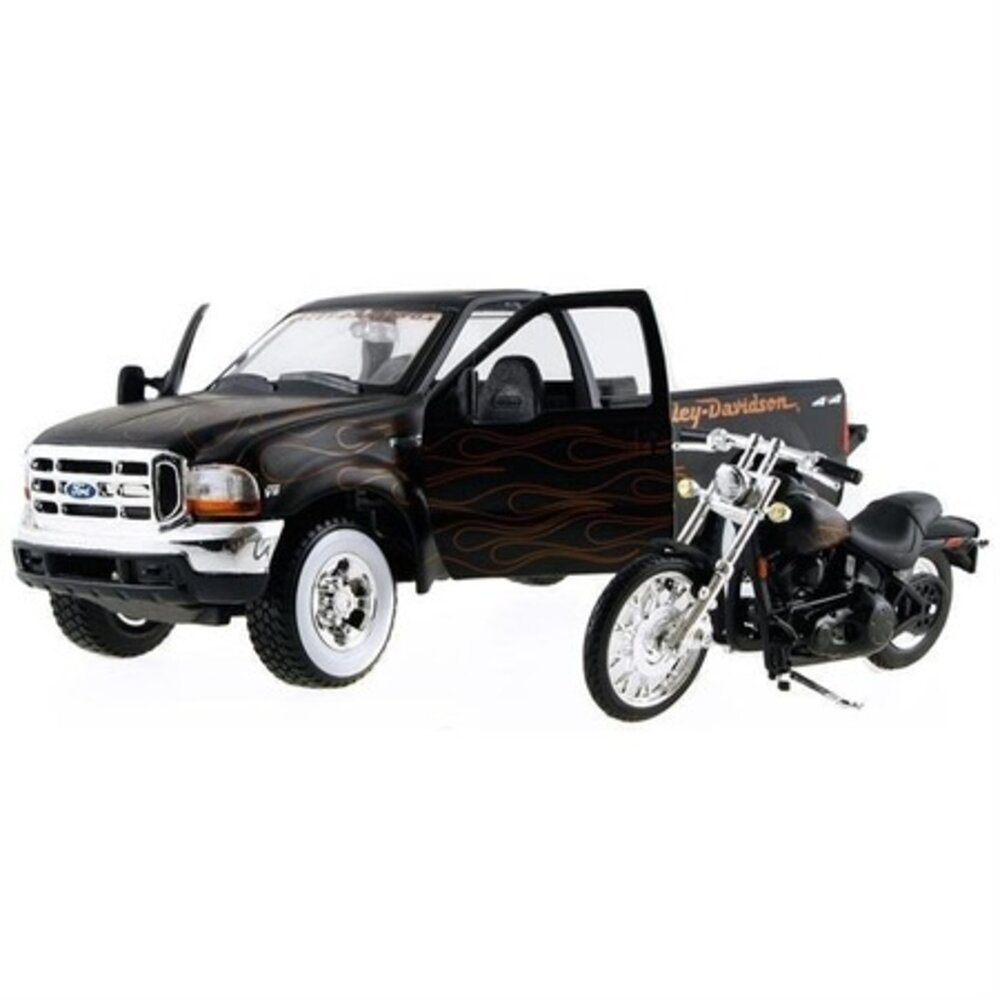 Ford Ford F-350 Super Duty Harley Davidson + FXSTB Night Train - 1:27 - Maisto Ford Ford F-350 Super Duty Harley Davidson + FXSTB Night Train - 1:27 - Maisto