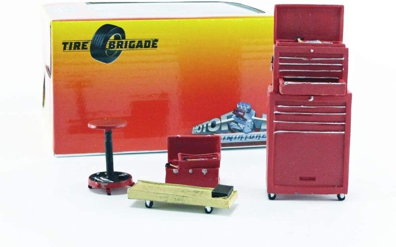 Tire Brigade Shop 4 Piece Tool Set - 1:18 - Motorhead Miniatures Tire Brigade Shop 4 Piece Tool Set - 1:18 - Motorhead Miniatures