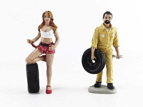 Tire Brigade Set #1 Andie & Gery - 1:18 - Motorhead Miniatures