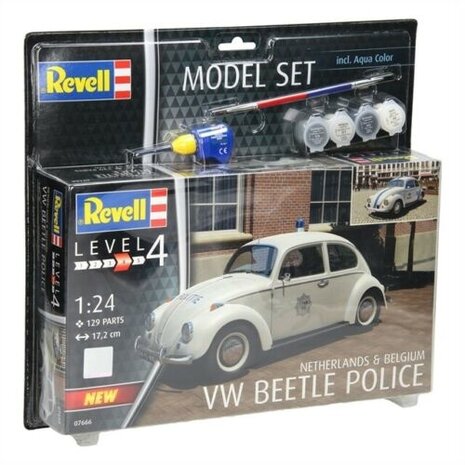 Volkswagen Beetle Police (NL / BE) + Aqua Color - 1:24 - Revell Volkswagen Beetle Police (NL / BE) + Aqua Color - 1:24 - Revell