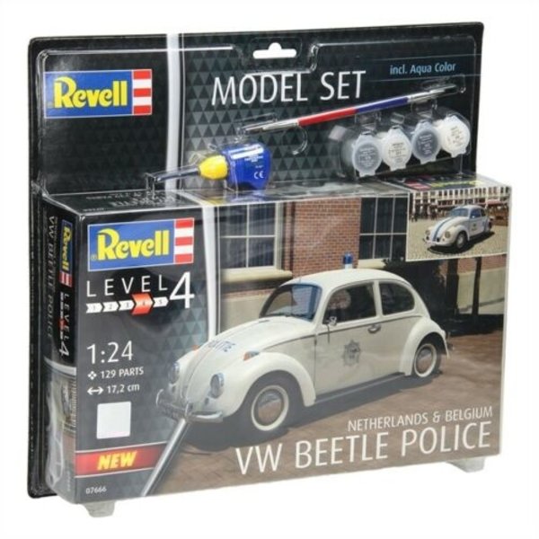 Prestatie zag kraan Volkswagen Beetle Police (NL / BE) + Aqua Color - 1:24 - Revell