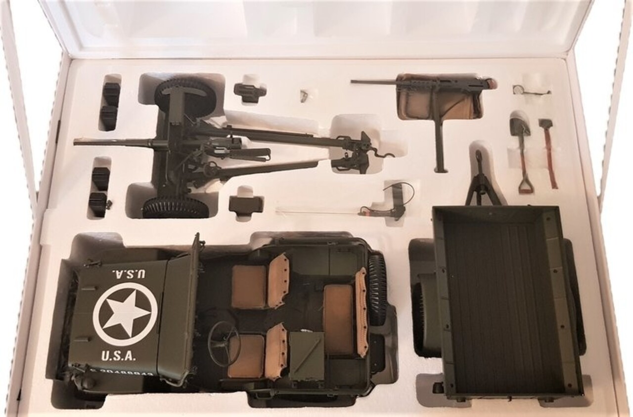 Citroen Jeep Willys MB + Trailer + 37 mm Anti Tank Gun M3 1943  - 1:8 - PremiumX - Models Citroen Jeep Willys MB + Trailer + 37 mm Anti Tank Gun M3 1943  - 1:8 - PremiumX - Models