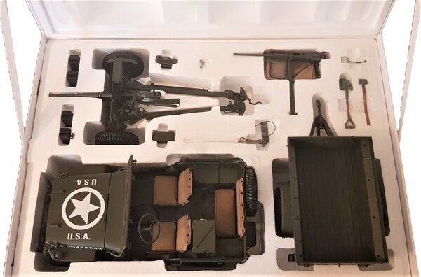 Citroen Jeep Willys MB + Trailer + 37 mm Anti Tank Gun M3 1943  - 1:8 - PremiumX - Models Citroen Jeep Willys MB + Trailer + 37 mm Anti Tank Gun M3 1943  - 1:8 - PremiumX - Models