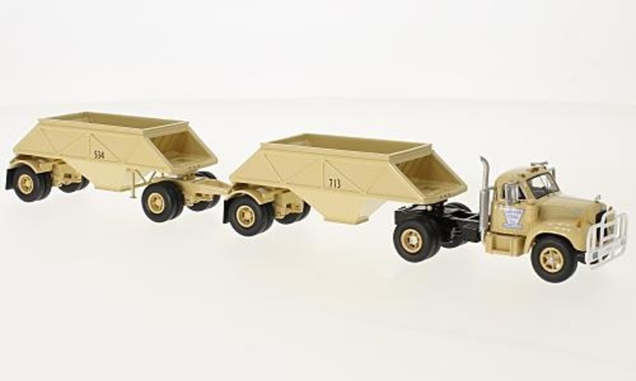 Mack Mack B-61T + 2 Bottom Dump Trailers (Open) 1957 - 1:64 - Neo Scale Models Mack Mack B-61T + 2 Bottom Dump Trailers (Open) 1957 - 1:64 - Neo Scale Models